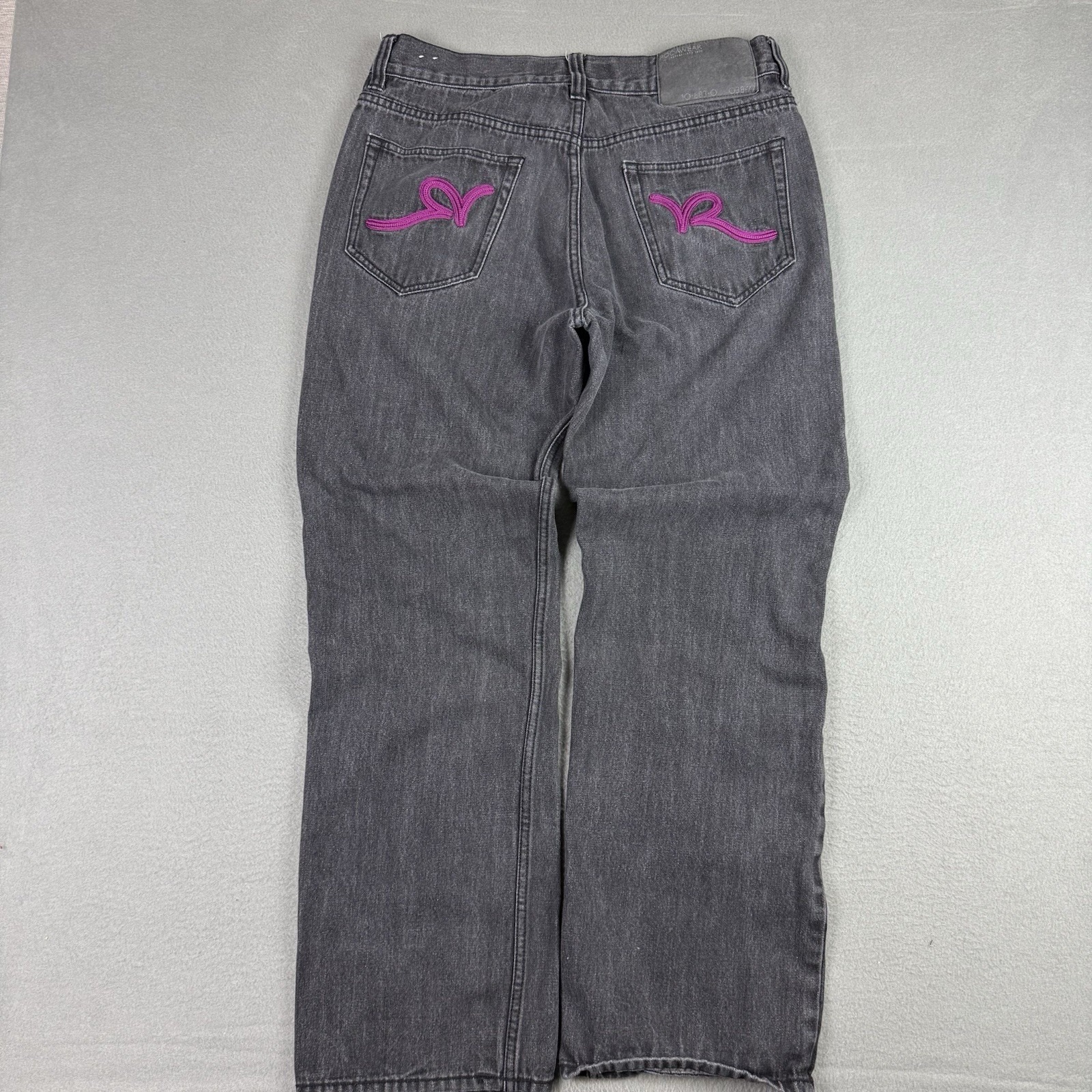 Rocawear Jeans Black Purple Embroidered Pockets Mens 36x34 Rap Hip Hop Y2k Vtg